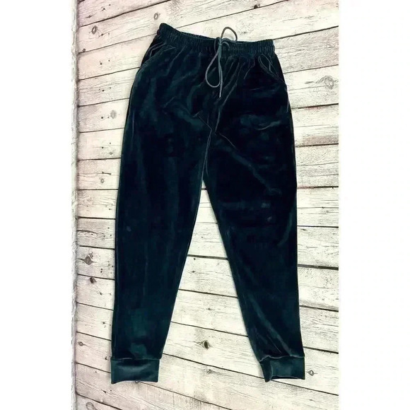 Velveteen Dark Blue Jogger Pants LARGE Stretch Drawstring Elastic Waist Women's - Picture 10 of 11